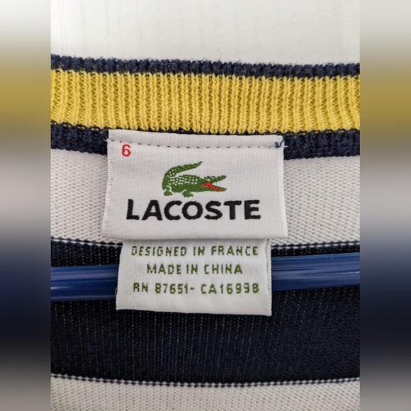 Lacoste Devanlay v-neck sweatshirt navy and white striped mens L/XL - Picture 3 of 6